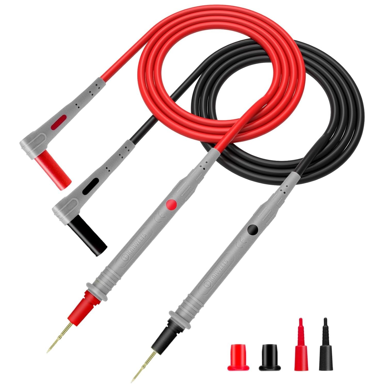 KAIWEETS Silicone Multimeter Test Leads with Gold-Plated Probes, 48 inch Long