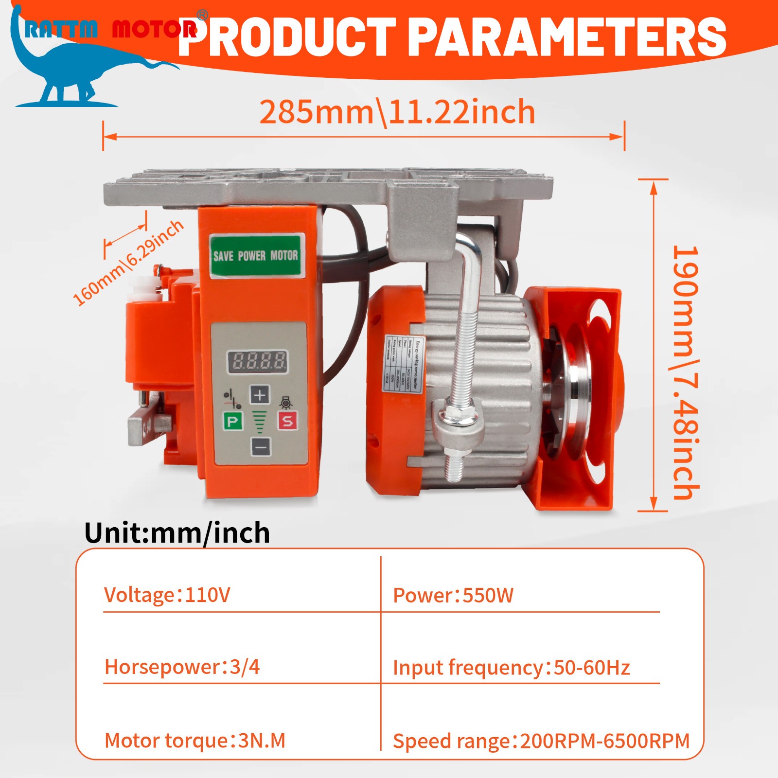 550W 750W 110V AC Industrial Sewing Machine Servo Motor 1HP 3/4HP 200-6500RPM