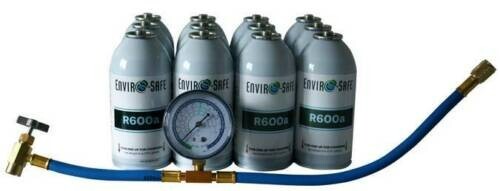 R600a, r-600a Refrigerant, 1 case & gauge kit Enviro-Safe #8058