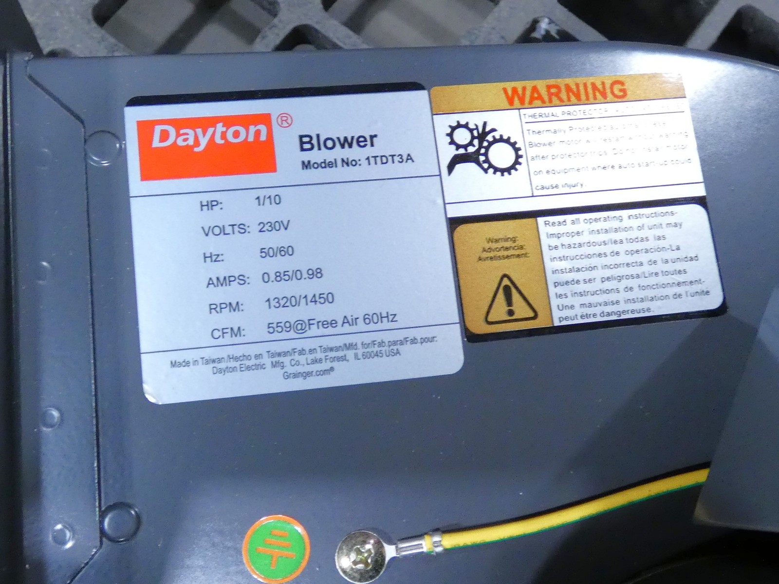 1/10HP Dayton 1TDT3A Blower Motor 1320/1450RPM 230V MG1104125172010 – NEW Sur…