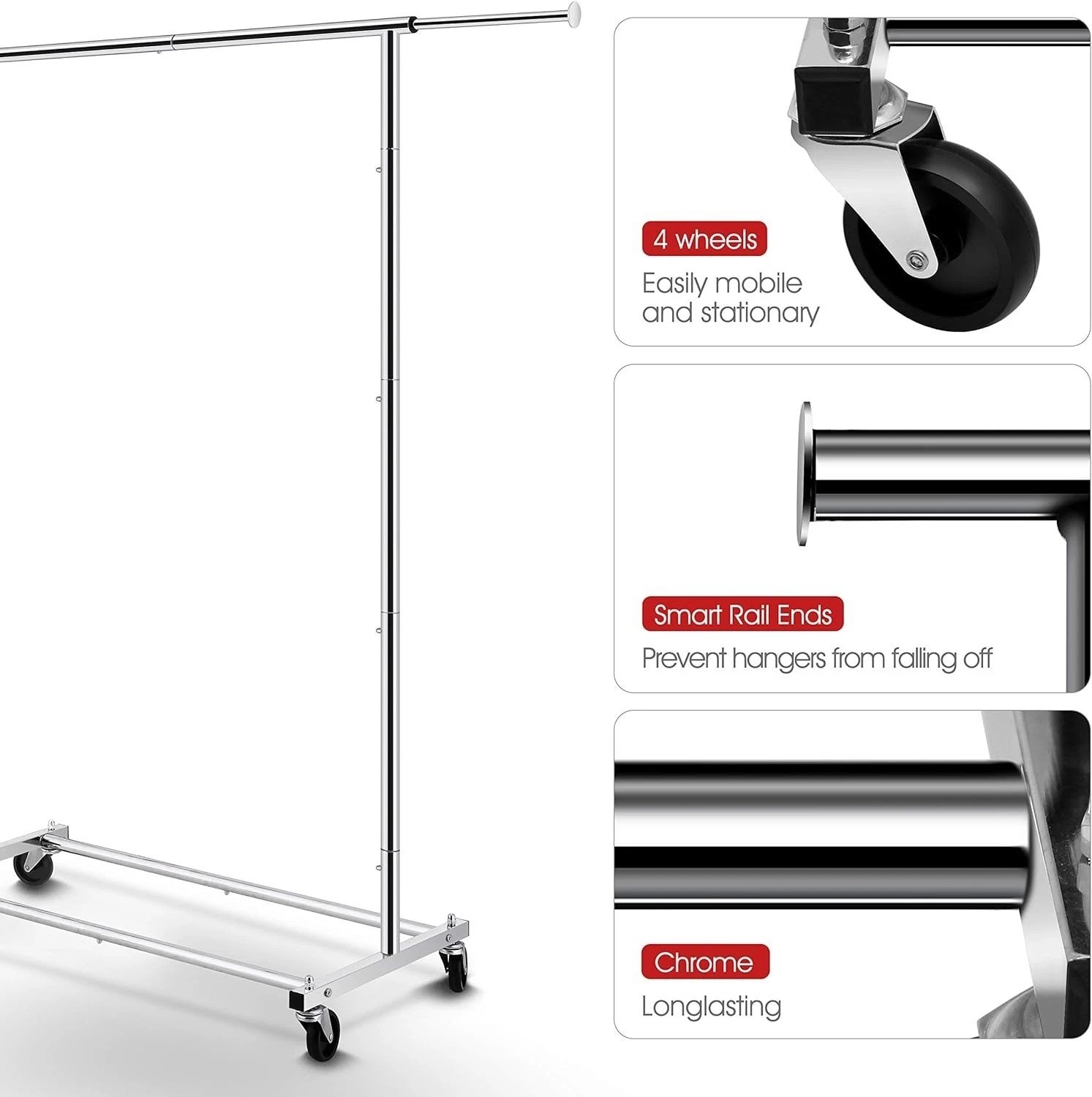 Versatile 65” Chrome Garment Rack – Durable Rolling Organizer for Any Room