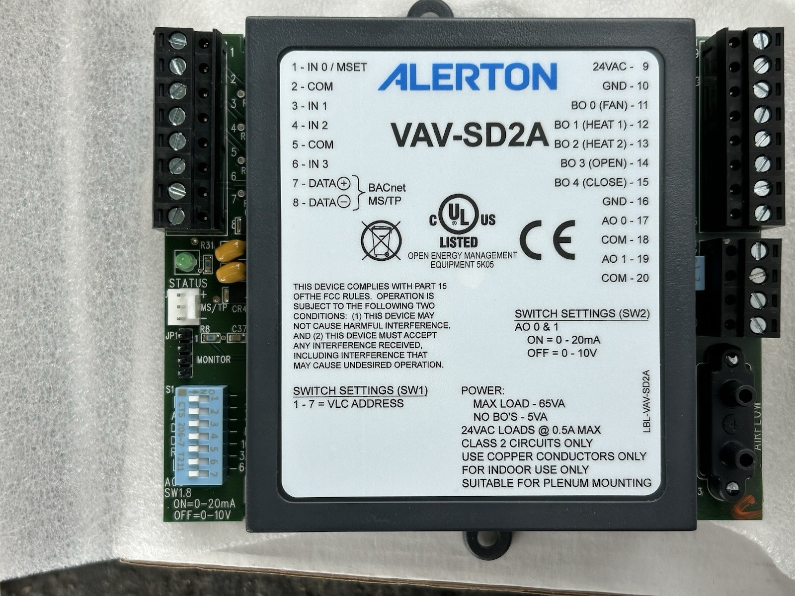 Alerton VAV-SD2A Single Duct Variable Air Volume Field Controller