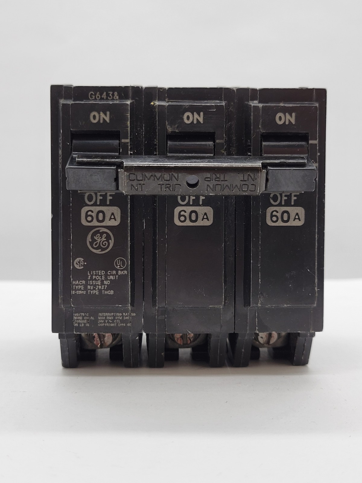 General Electric THQB32060 Bolt-On Circuit Breaker 60A 3P 240V THQB