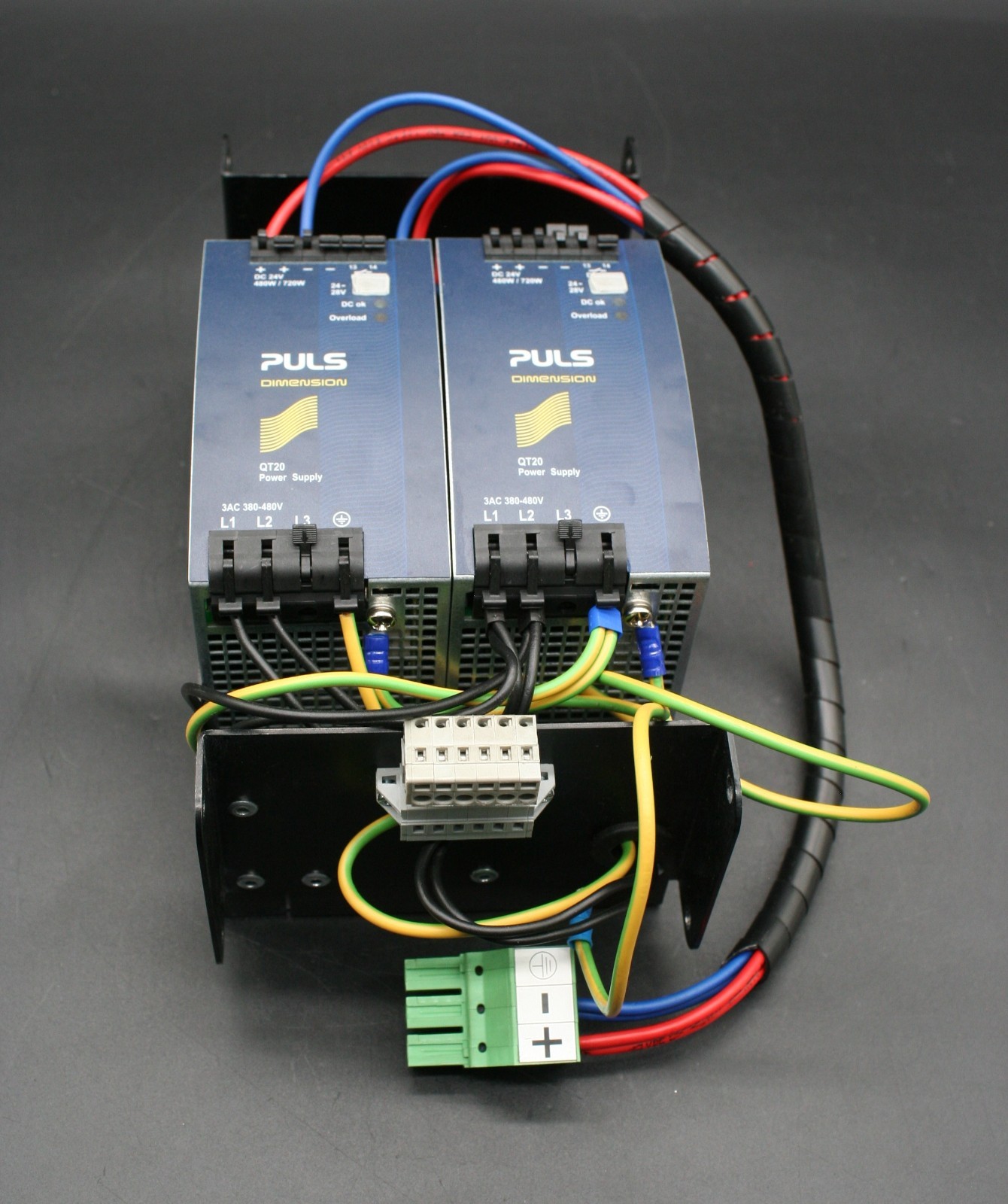 Two (2) PULS QT20.241 Power Supplies with Housing Unit and Cables 480 W Output