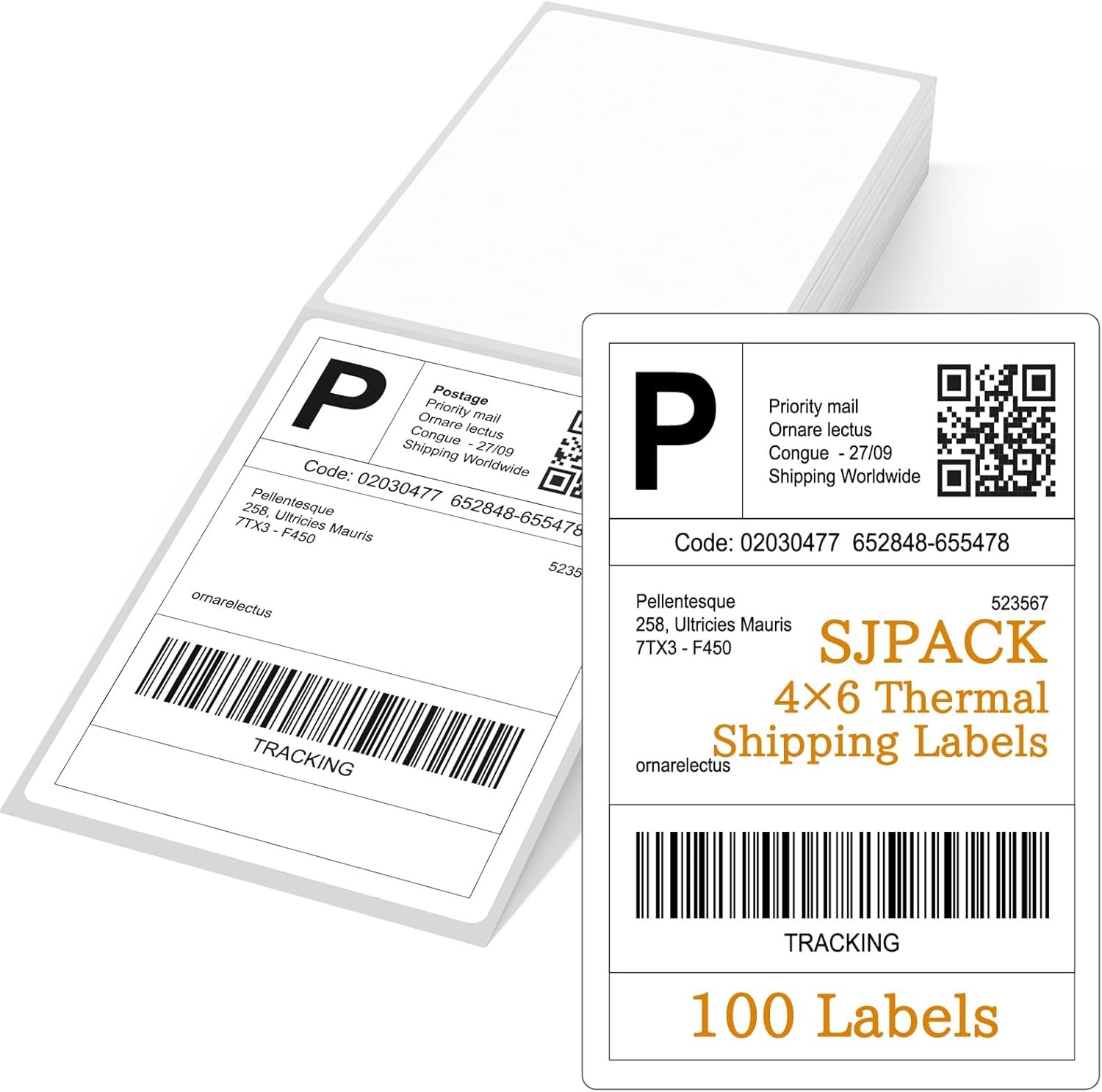 100-2000 4″x6″ Fanfold Direct Thermal Shipping Labels for Zebra Rollo Printers