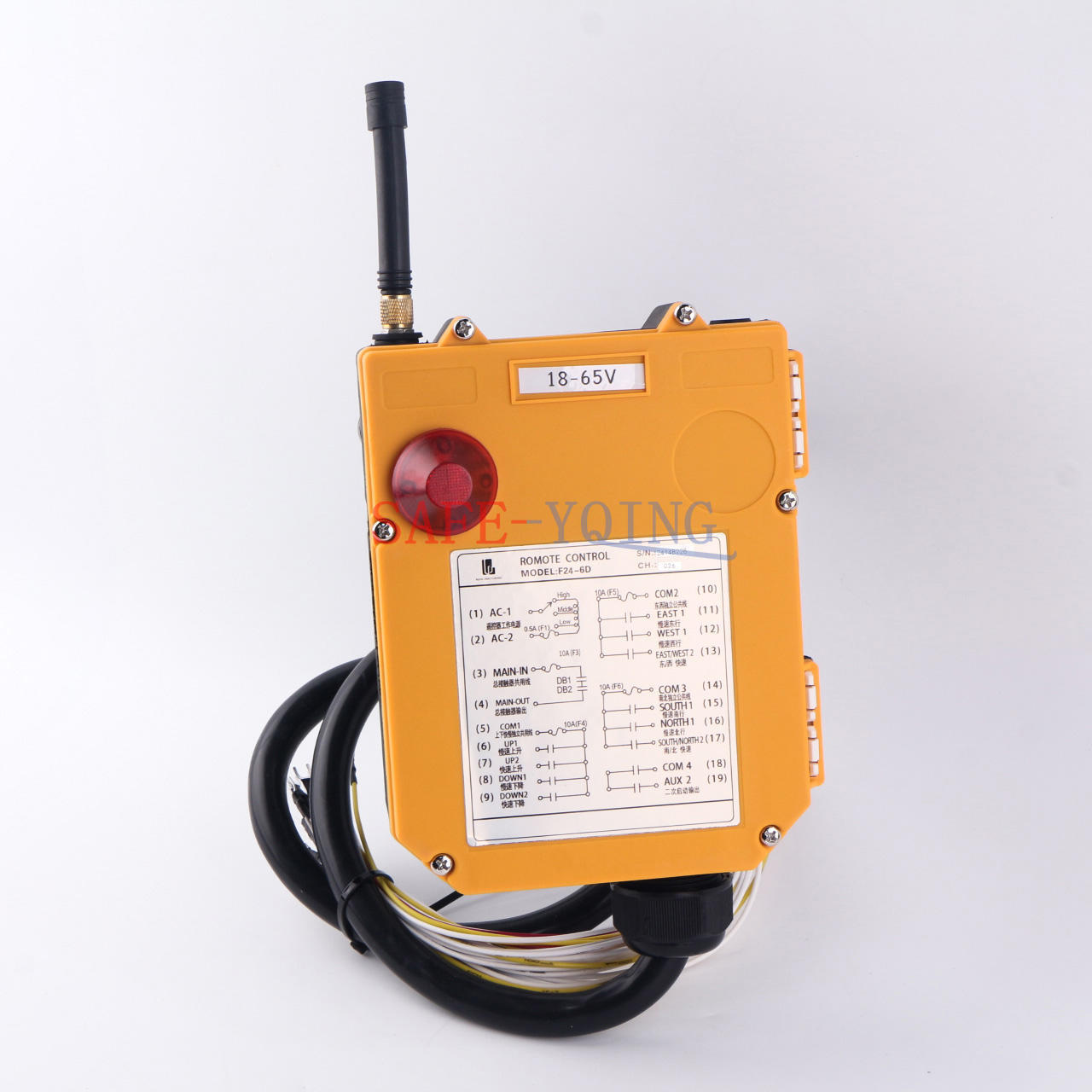 2 Emitter +1 Receiver Hoist Crane Radio Wireless Remote Control F24-6D 18~65V