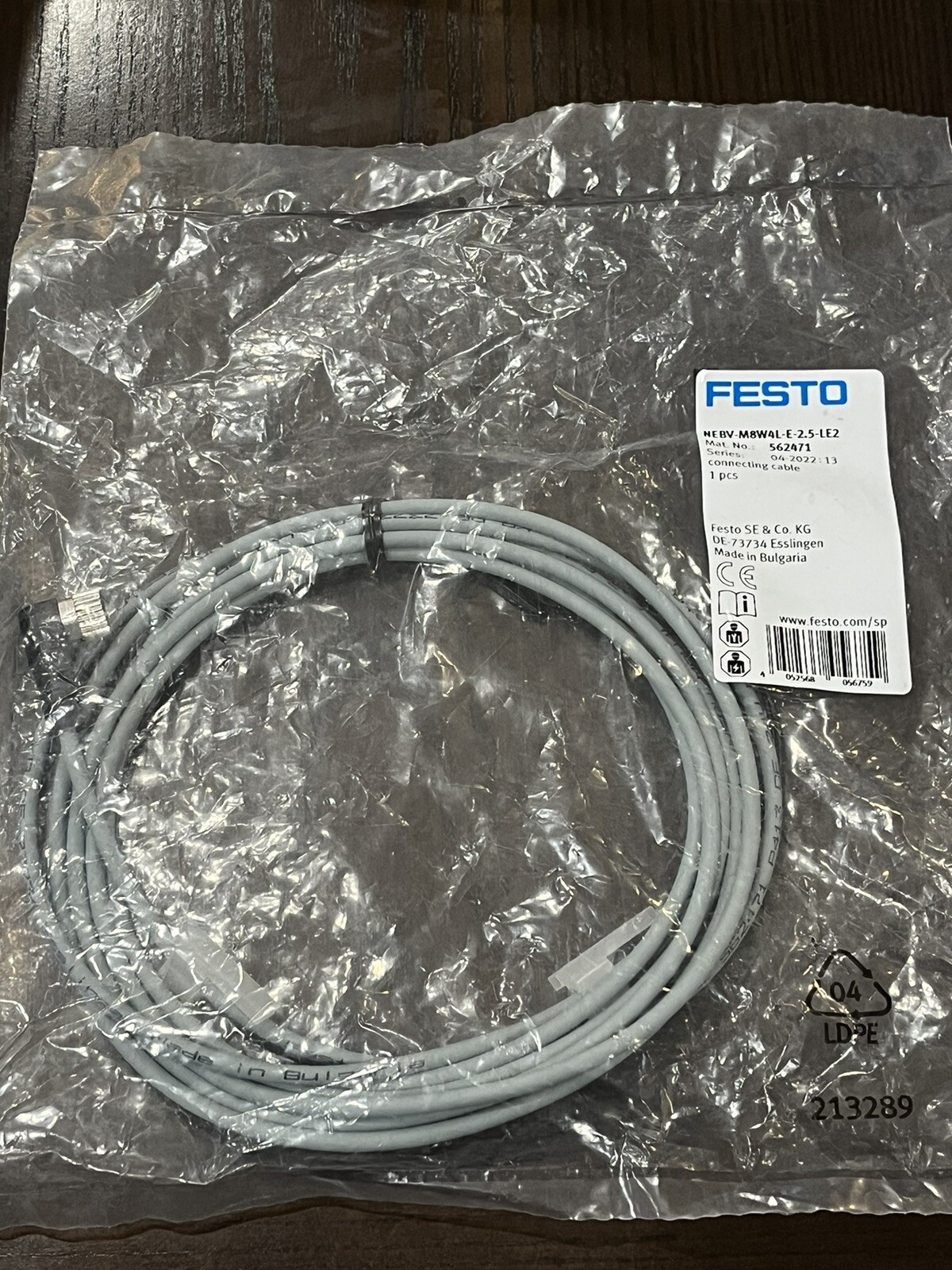 FESTO NEBU-M8G3-K-10-LE3 CONNECTING CABLE, MADE IN BULGARIA