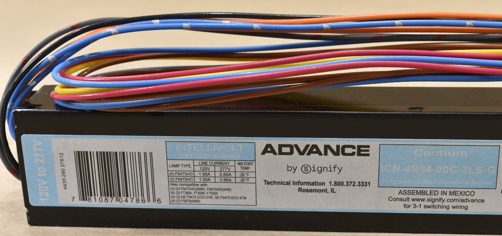 Lot Of 5 Advance ICN-4S54-90C-2LS-G, Fluorescent Ballast 4-Lamp 120-277V