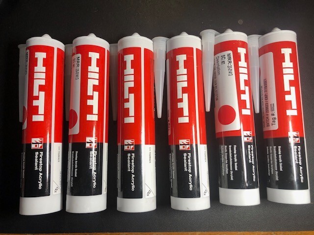 Lot of 6 HILTI Firestop Acrylic Sealant Caulk Tubes +Tips CP606 Red 310ml 10.5oz