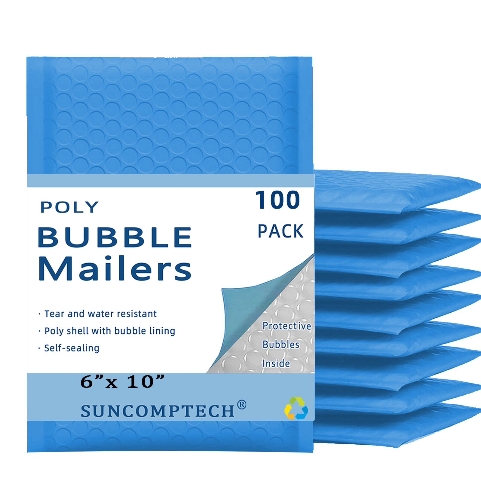 #0 6×10 (6×9) Poly Bubble Padded Envelope Mailer Shipping Bag Light Blue 100 PCS