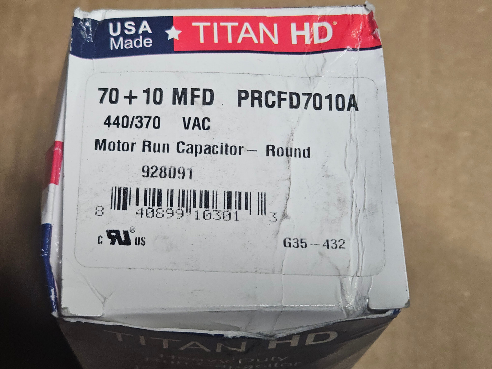 TITAN HD Motor Dual Run Capacitor: Round, 440/370V AC, 70/10 mfd, 4 13/32