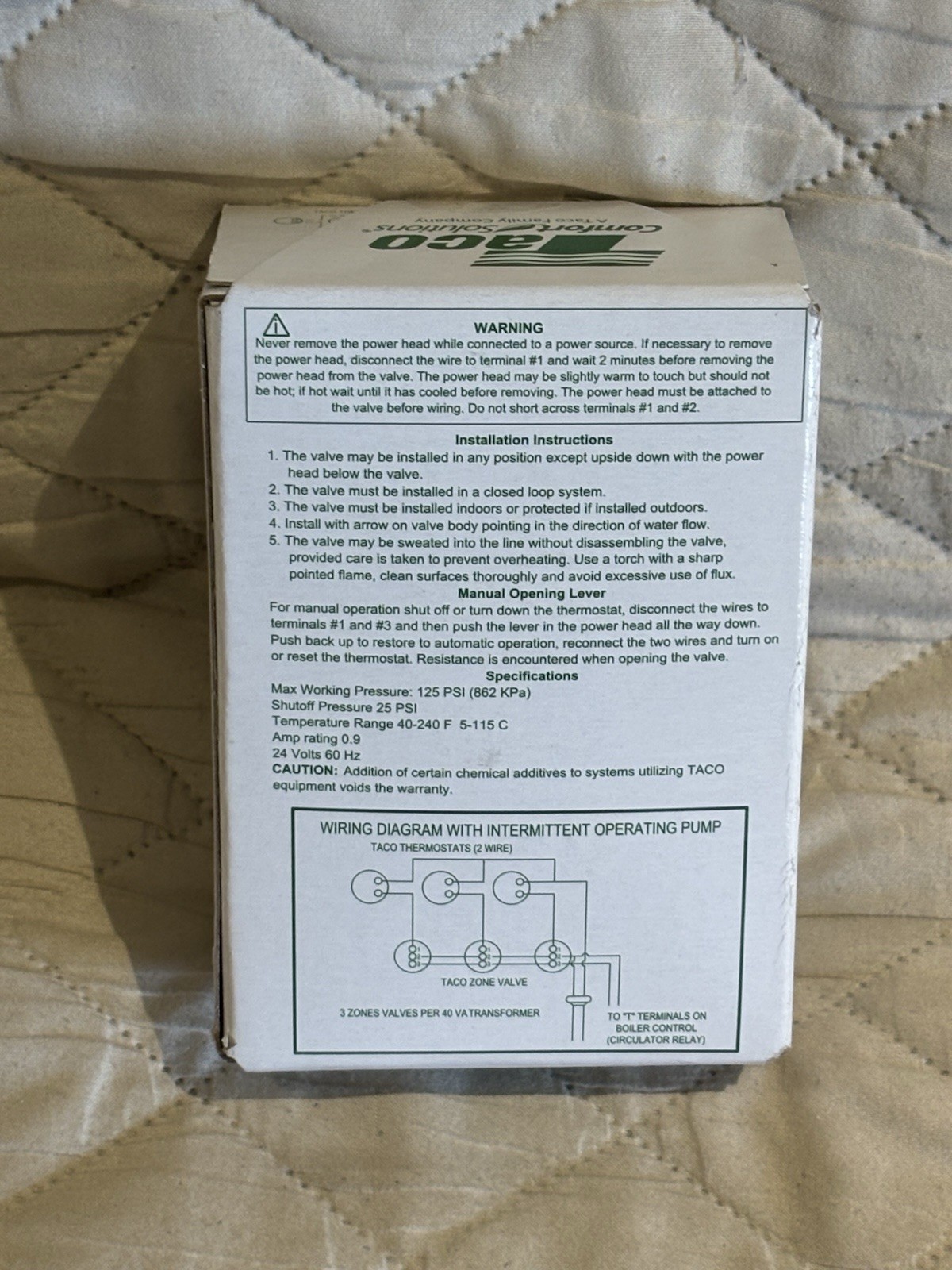 Taco 571-2 3/4-Inch Sweat 2-Way Zone Valve NEW SHIPS FREE
