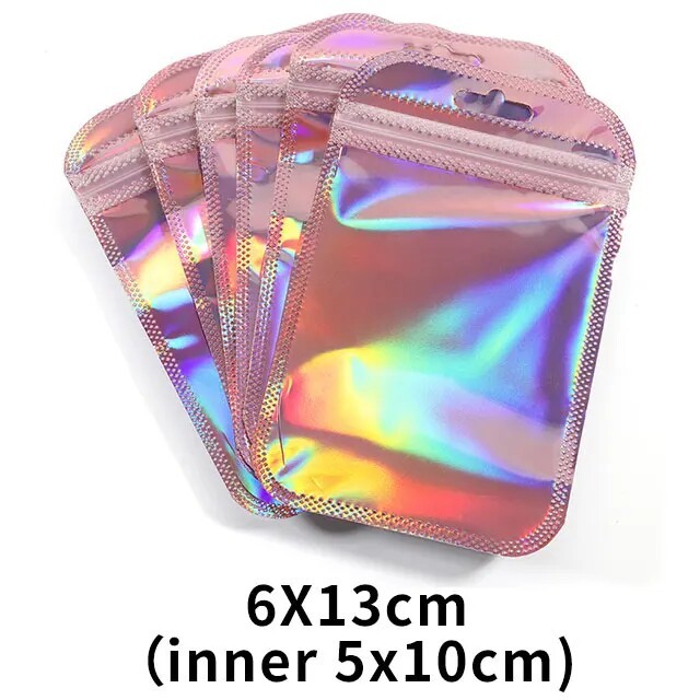 50pcs Laser Printed Bags Transparent Self-Sealing Bag Jewelry Beads Storage bags