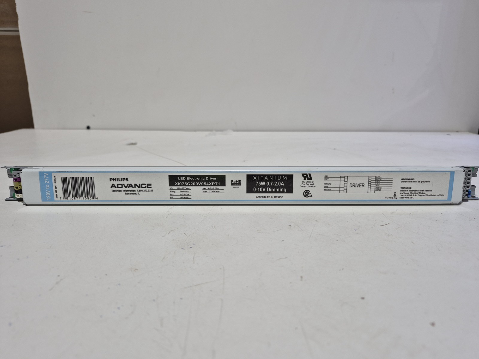 Phillips Advance LED Electronic Driver X1075C200V054XPT1 75W 0.7-20.A 0-10V Dim.