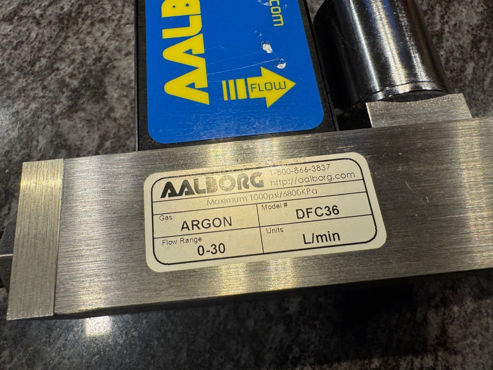 Aalborg DFC36 Mass Flow Controller, 0-30L/Min Argon