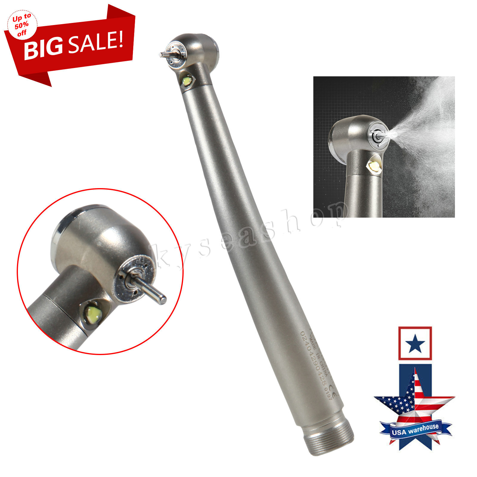 NSK Style Dental Fiber Optic LED E-generator High Speed Handpiece Turbine 2 HOLE