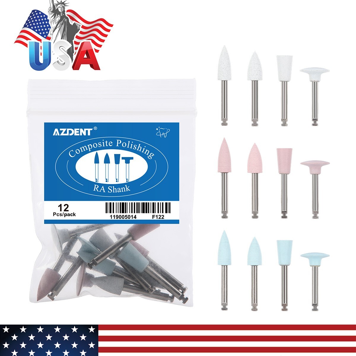 Dental Silicone Polishing Mid-Coarse/Coarse/Fine For Low Speed Handpiece 2.35mm