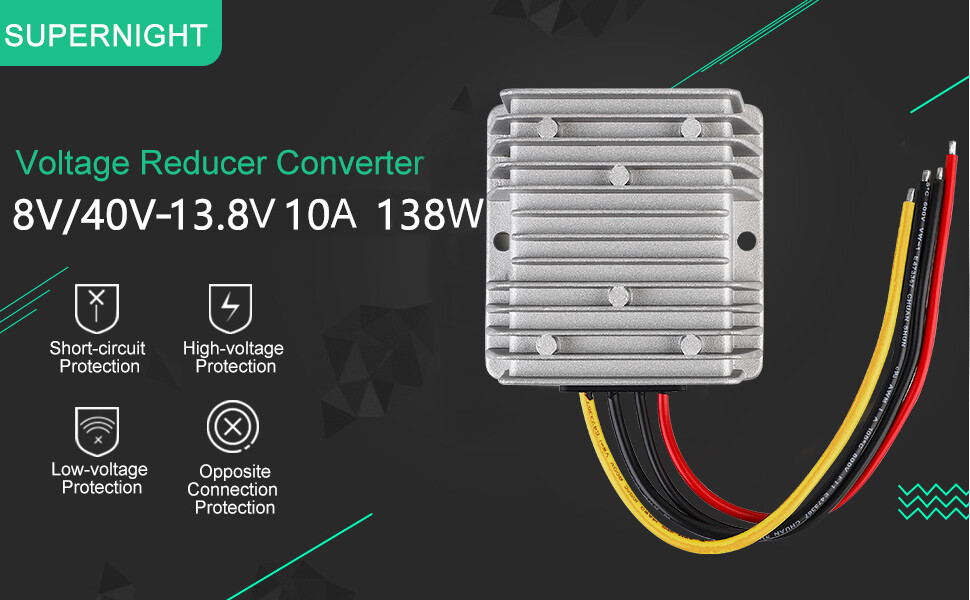 DC 8V-40V to DC 13.8V 10A Buck Boost Converter 138W Voltage Regulator Waterproof