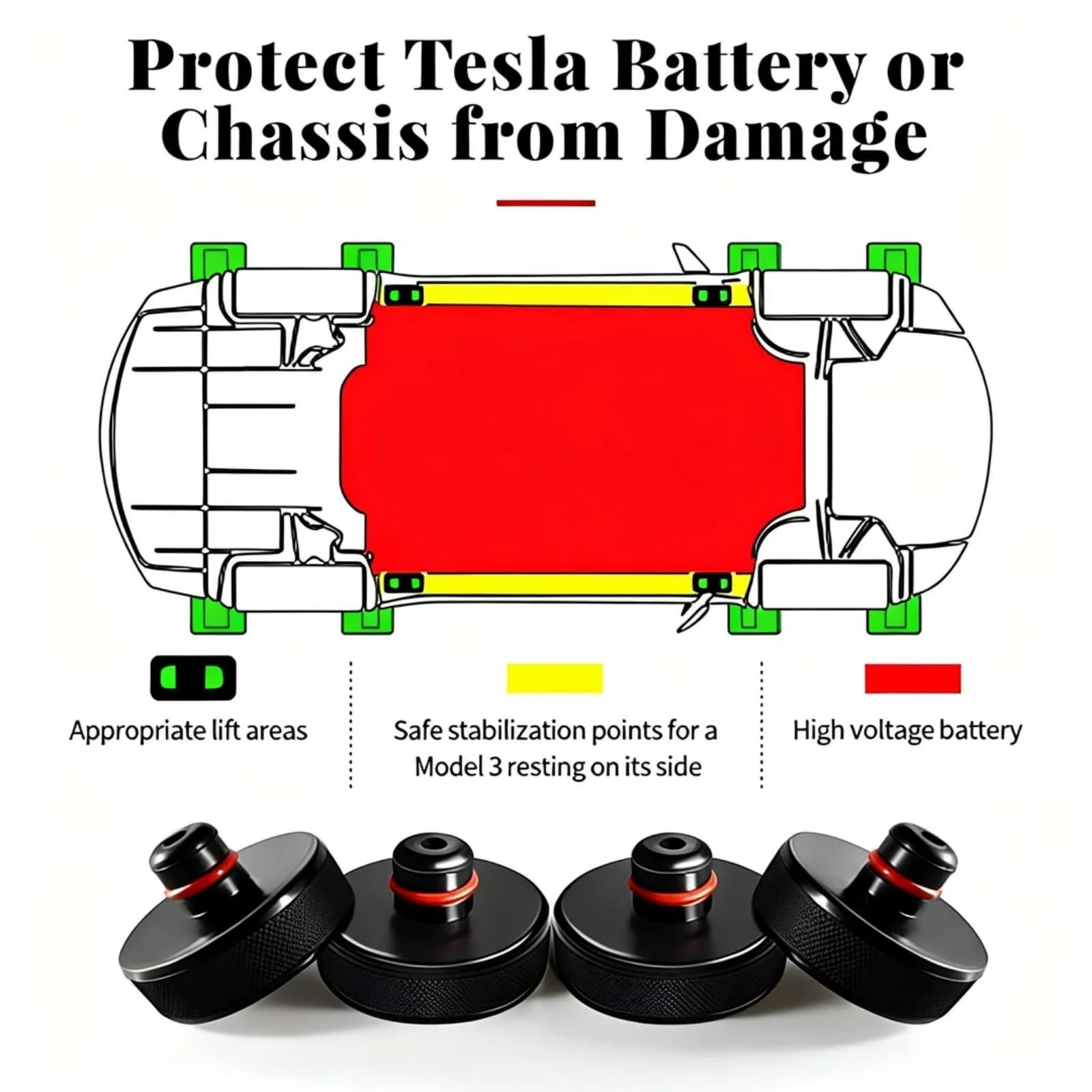 Tesla Jack Pads Lifting Pad for Model 3/Y/S/X – Waterproof Black