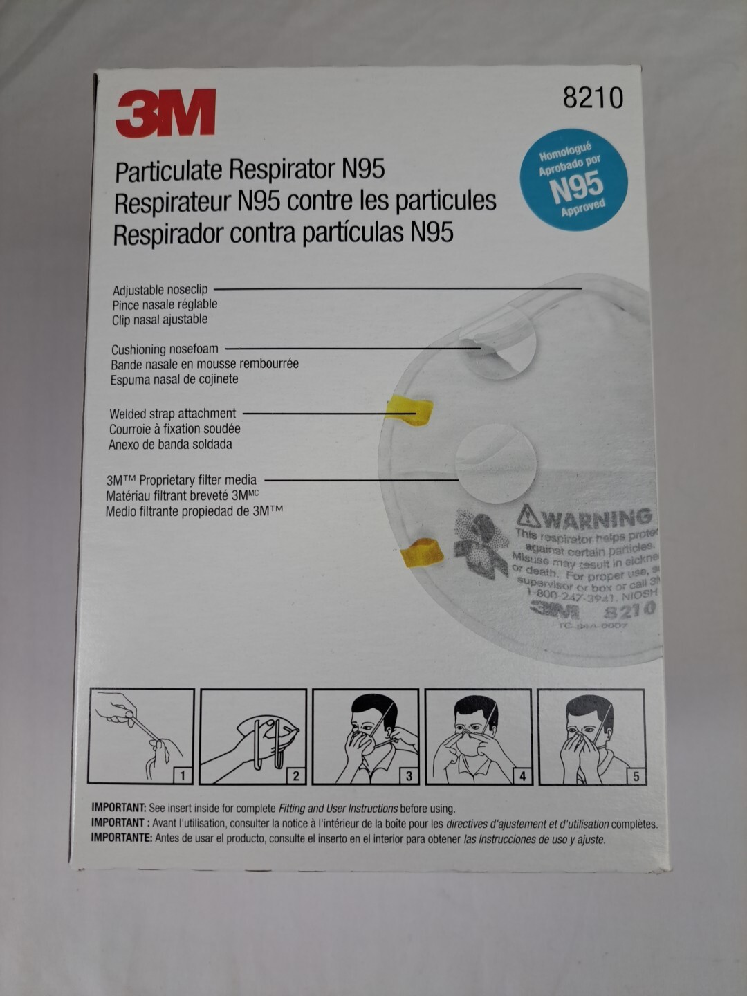 3M Particulate Respirator N95 8210 20 Disposable Mask Paint Prep Auto Body