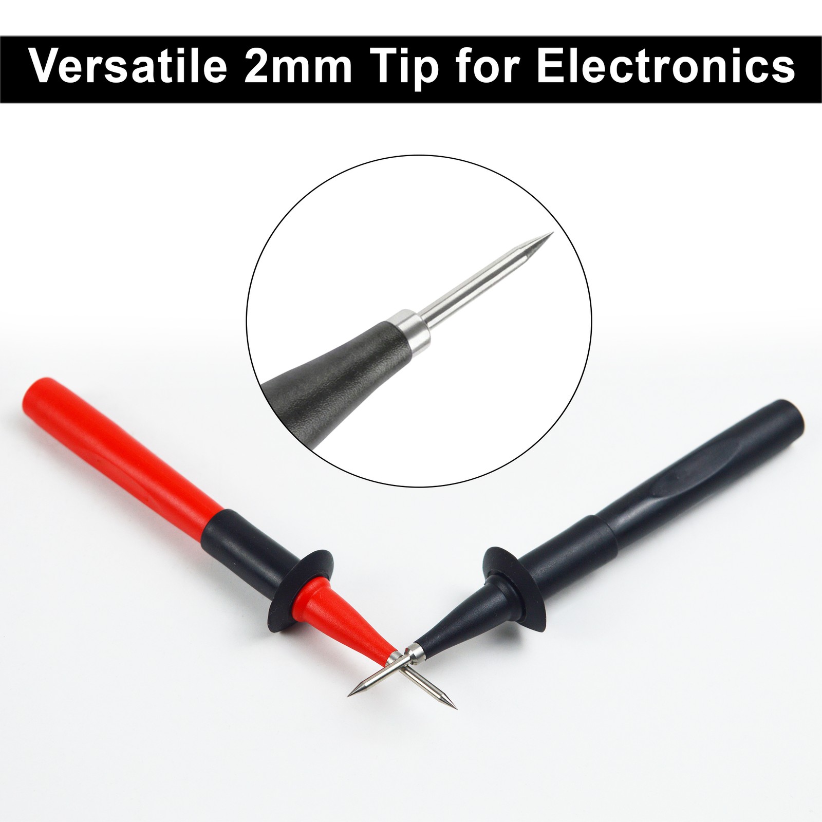 ZIBOO TP220 2 Piece Sure Grip Industrial Test Probes Set with Stainless Steel Ti