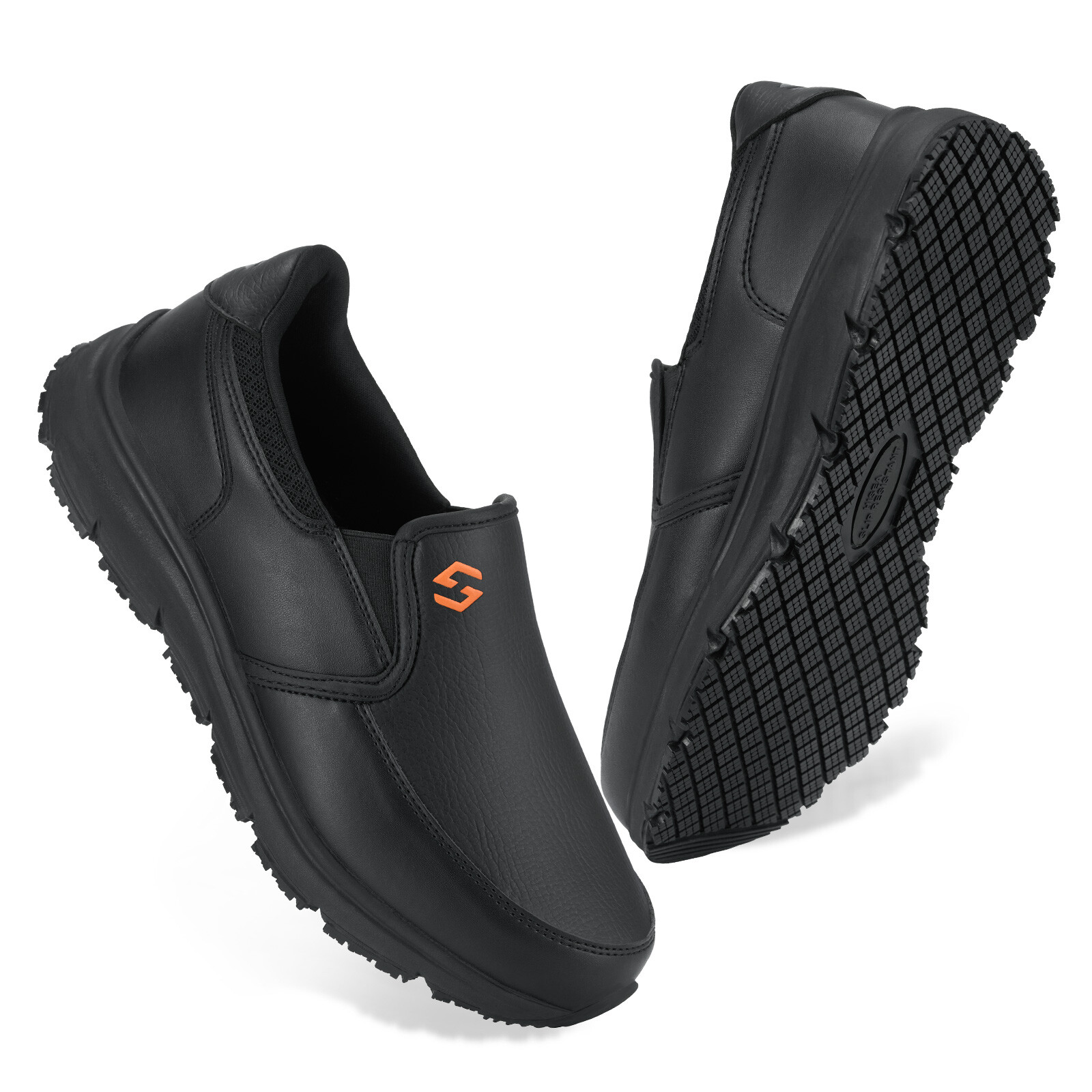 HISEA Men’s Non-Slip Shoes Slip-On Chef Shoes Water Resistant Kitchen Work Shoes