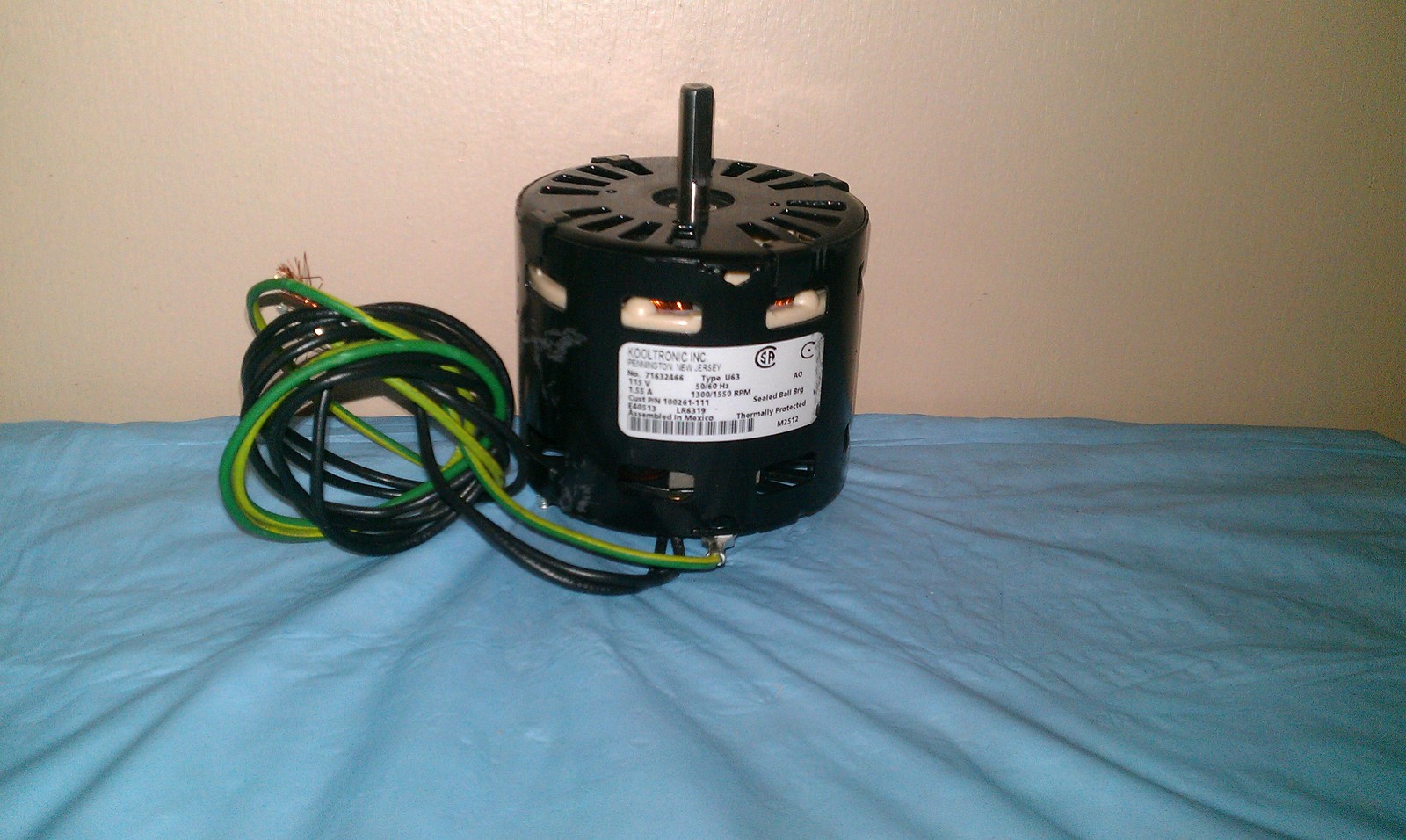 100261-111 KOOLTRONIC motor 115v 1.55a 1300/1550 rpm type U63