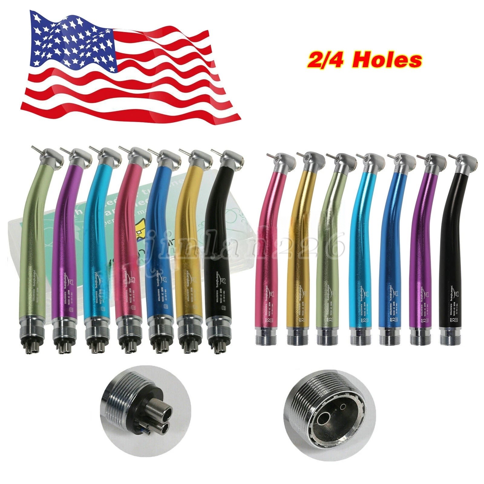 NSK Style Dental High/Low Speed Handpiece Push Button 4/2 Holes Colors