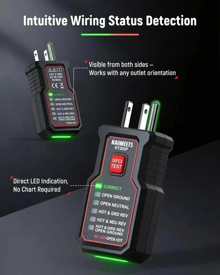 KAIWEETS Circuit Breaker Finder Tool Kit, GFCI Outlet Tester with DualSided L…