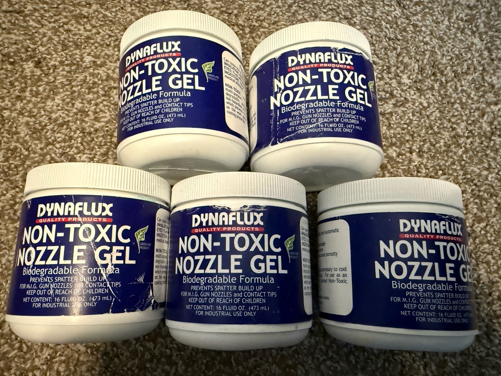 Lot of 5, Dynaflux Non-Toxic Nozzle Gel Prevents Spatter Build Up ~16oz **READ