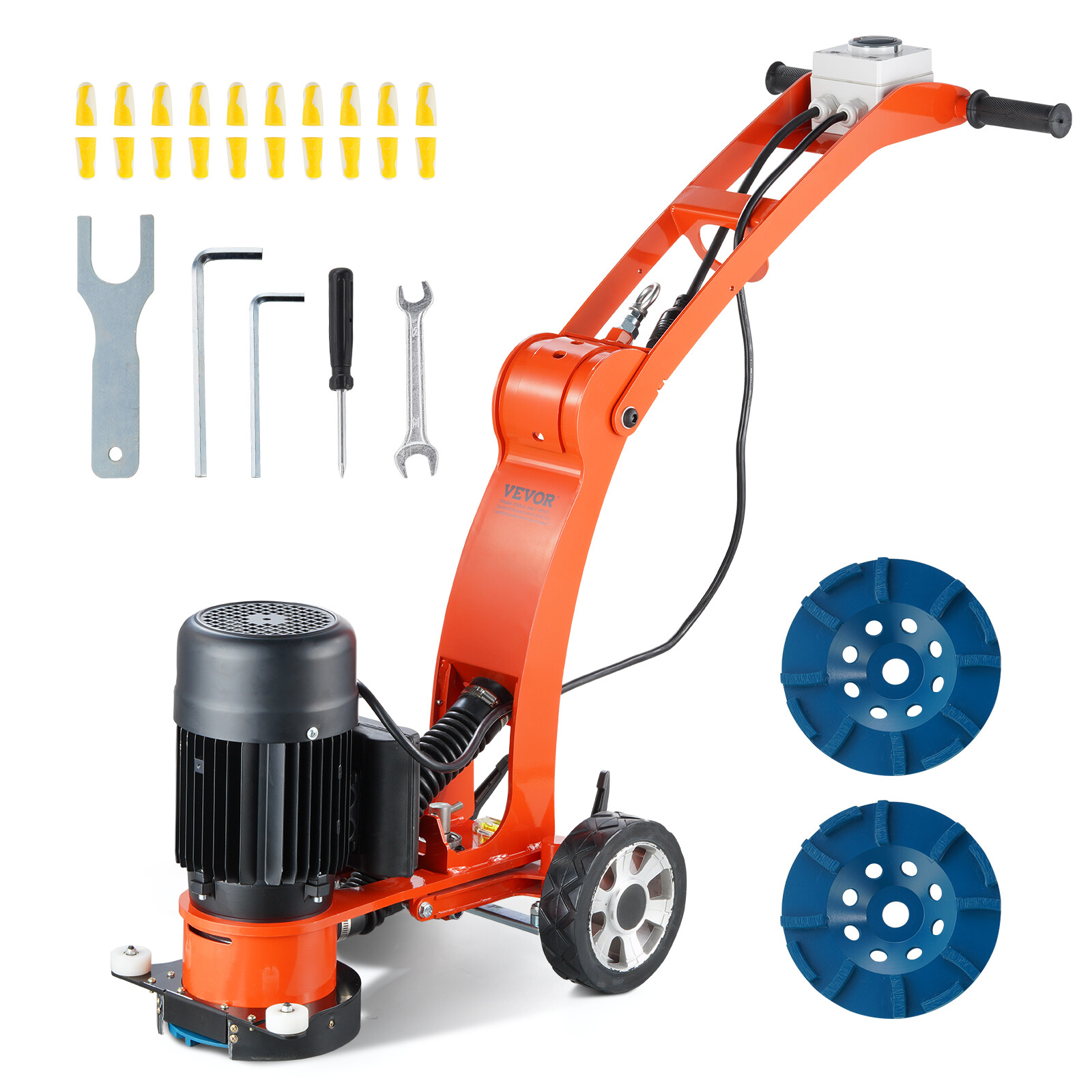 VEVOR Concrete Floor Grinder 7″ Walk-Behind Polisher 1.7HP Adjustable Machine