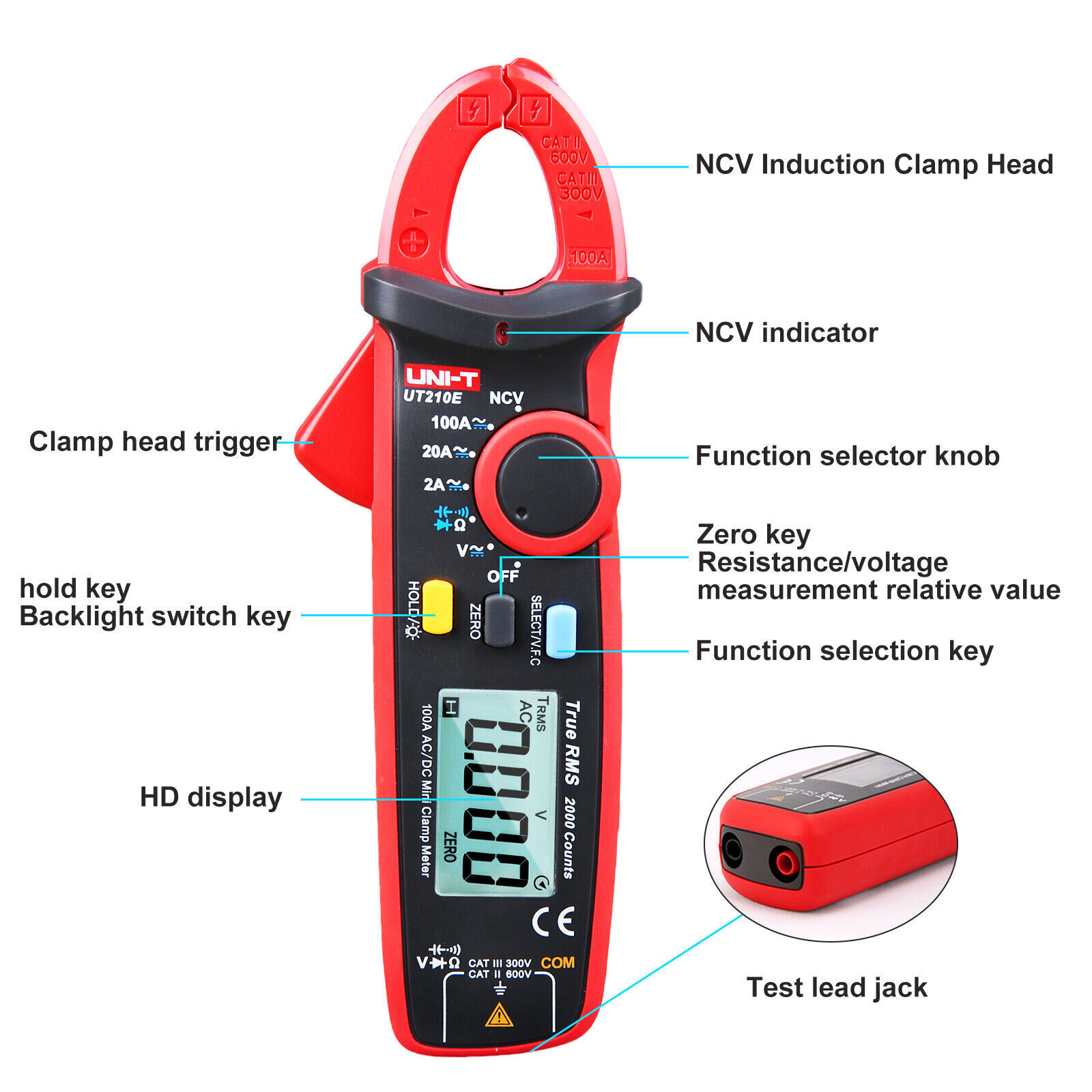 UNI-T Digital UT210E 100A 600V AC DC Clamp meter Multimeter True RMS VFC Diode