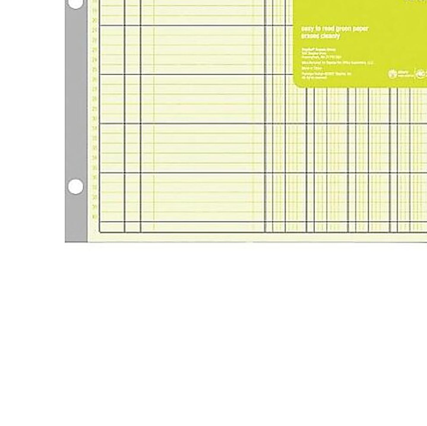 Staples® Columnar Book, 12 Columns, 16.31″ x 11″, Green, 50 Sheets/Book Green