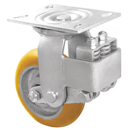Zoro Select P22s-Ua080r-14 Plate Caster, 500 Lb. Ld Rating, Yl Wheel,