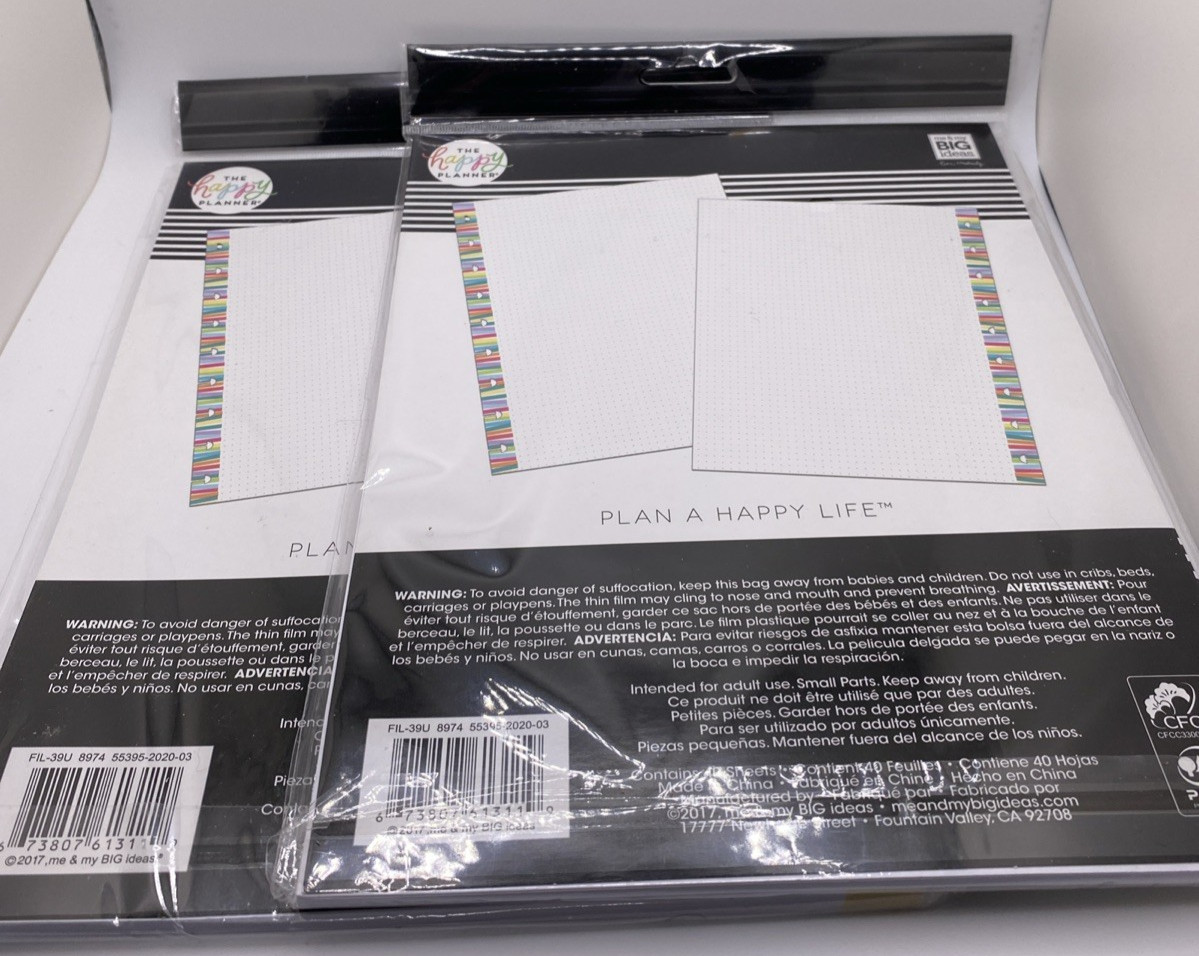 Happy Planner Classic Filler Paper Dotted Lined 40 Sheets Lot of 2