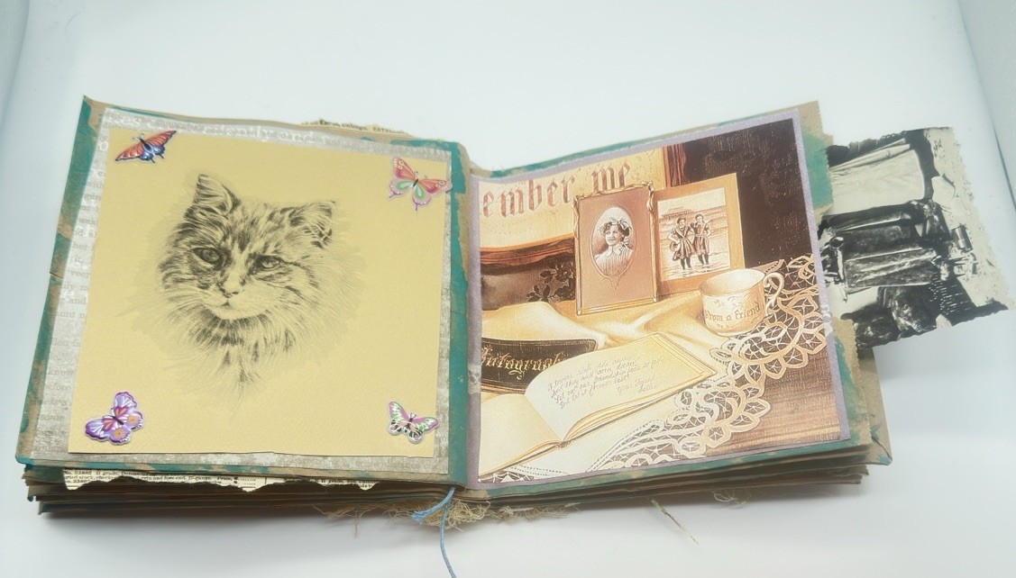 Hand Made Junk Journal 6×5 Thinking Of You Themed Medium Is Brown Paper Bags