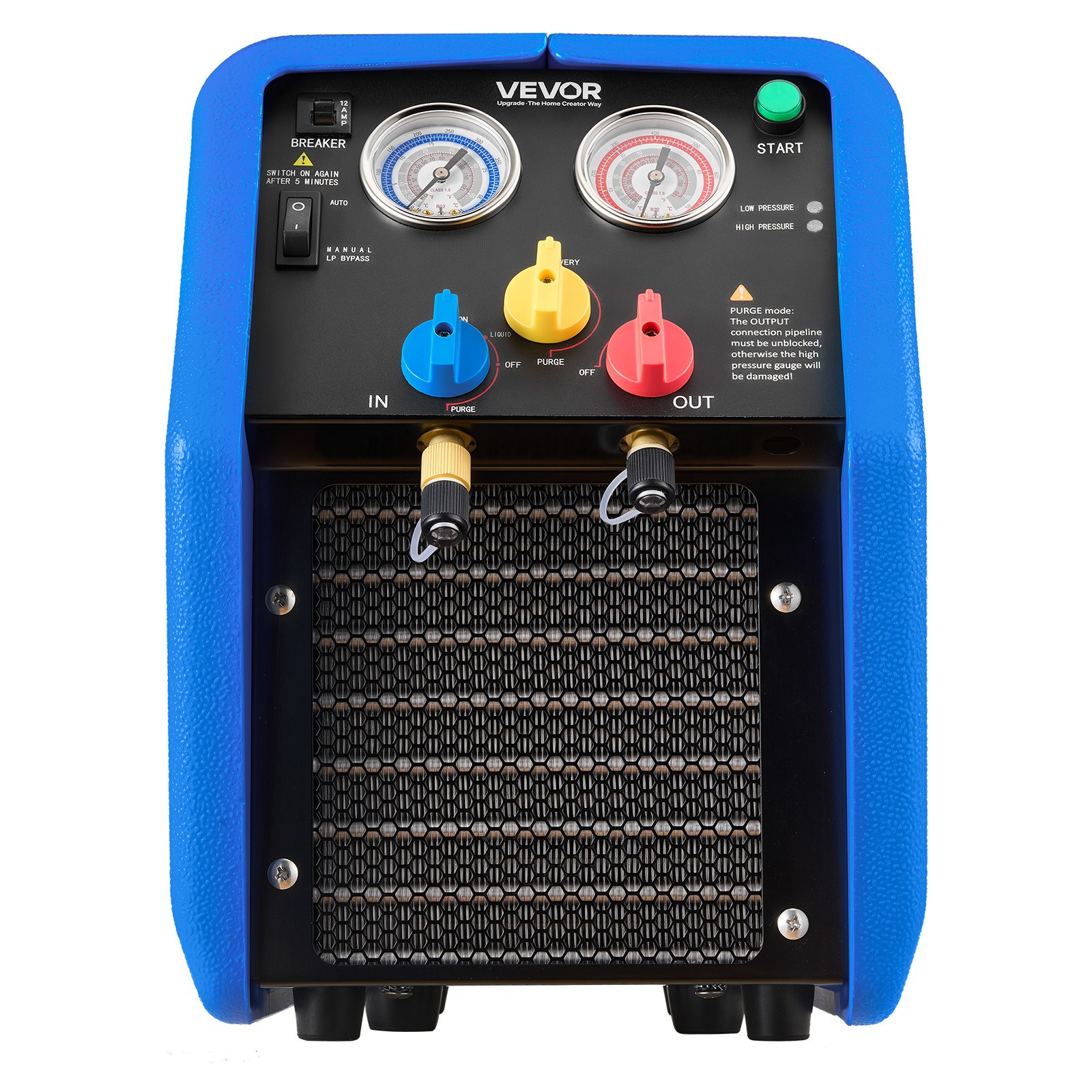 VEVOR Portable Refrigerant Recovery Machine 3/4 HP Single Cylinder Vapor Liquid