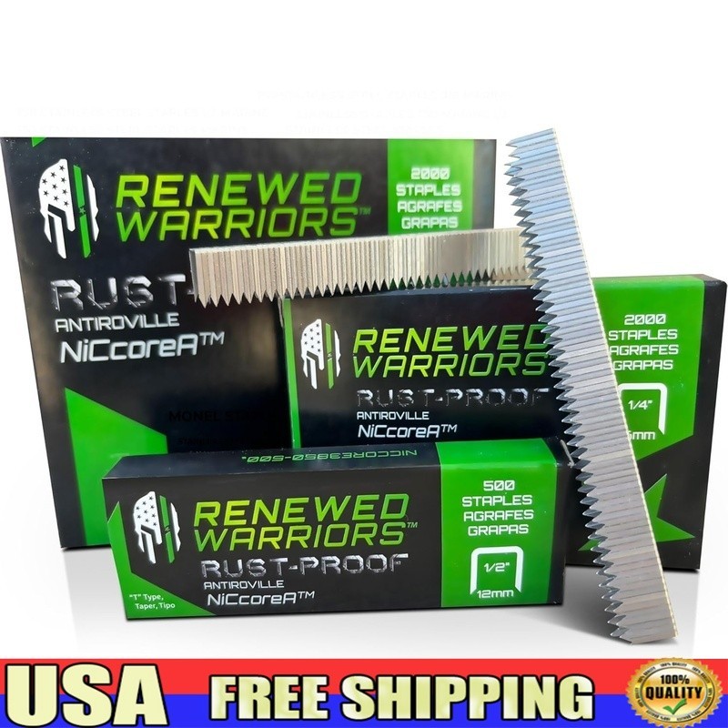 Rustproof T50 Staples 3/8 Marine Use Bayonet Tip 500 Count Monel Substitute