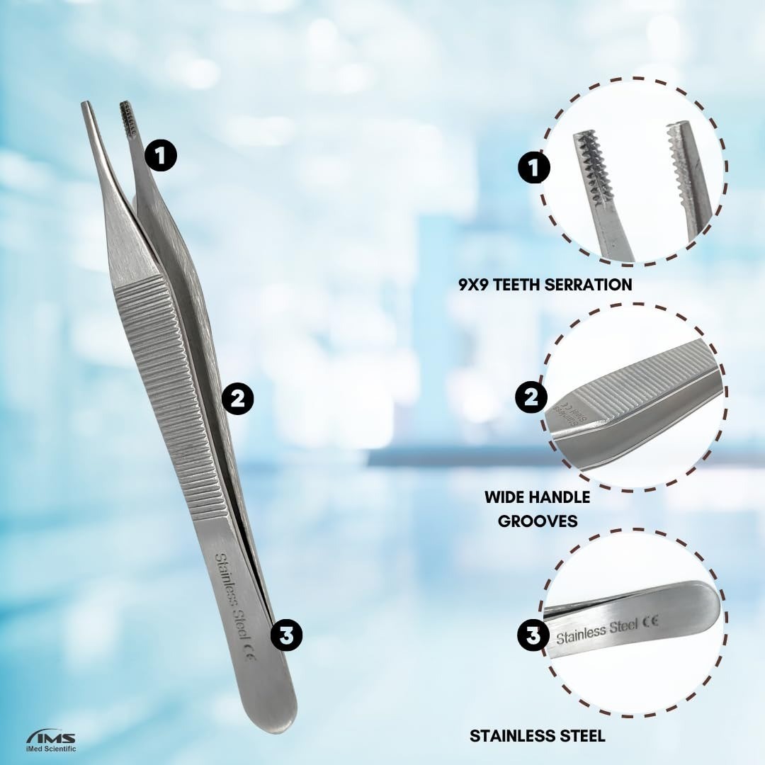IMED SCIENTIFIC ADSON Forceps Tissue 4.75″ Stainless Steel Tweezers