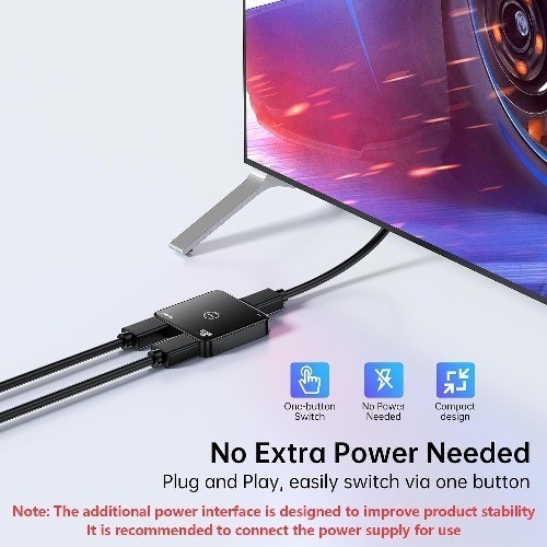 HDMI Switch 4K 60Hz Bi Directional 2 Input 1 Output No External Power PS5 PS4