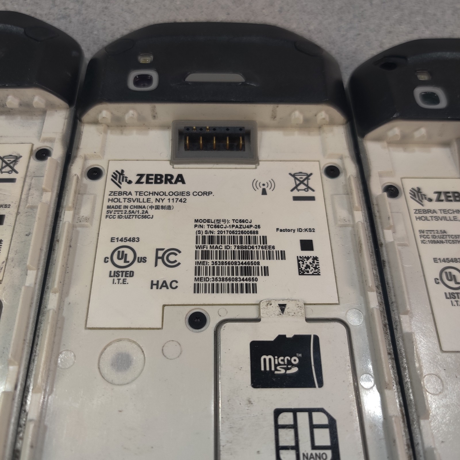 LOT OF 3 Zebra TC56 TC56CJ-1PAZU4P-25 Touch Computer Barcode Scanner FOR PARTS