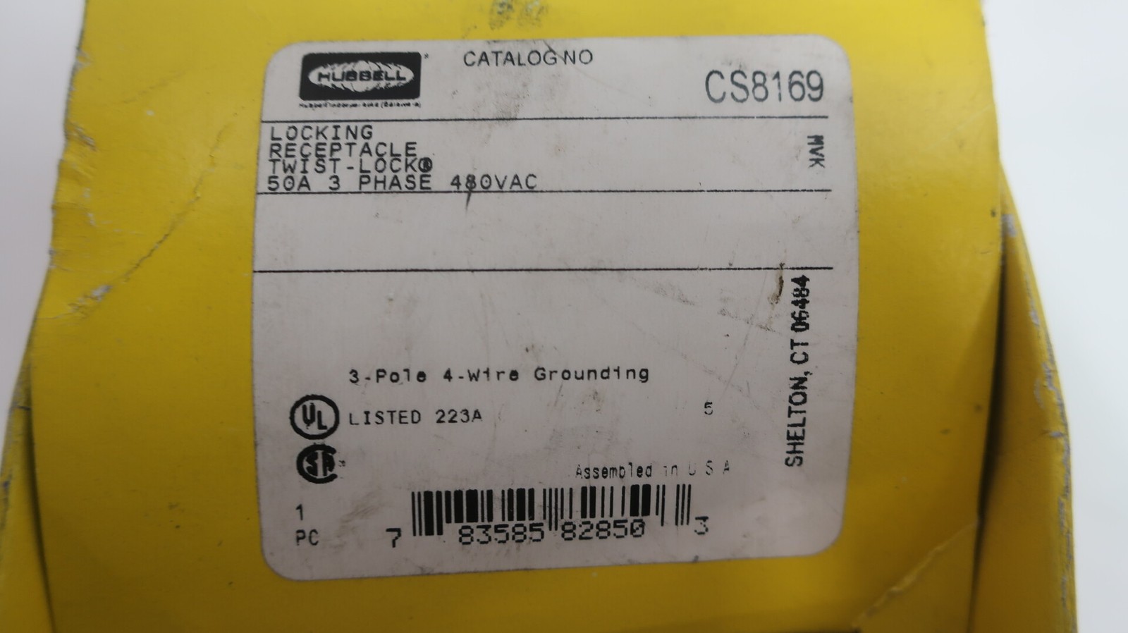 Hubbell CS8169 Locking Receptacle 50a 3p 480v-ac 4w