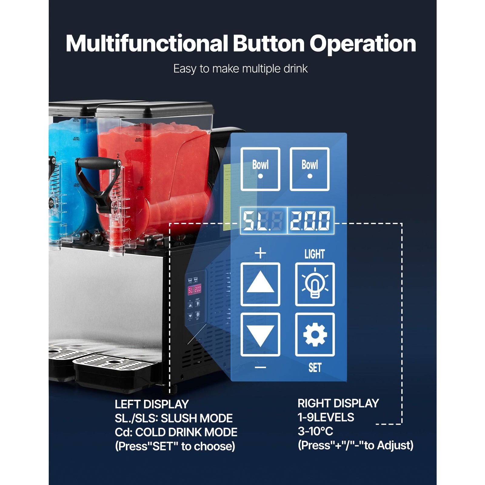 Slushie Machine, 6L/ 1.6Gal x 2 Tank Commercial Slushy Maker, Frozen Drink Maker