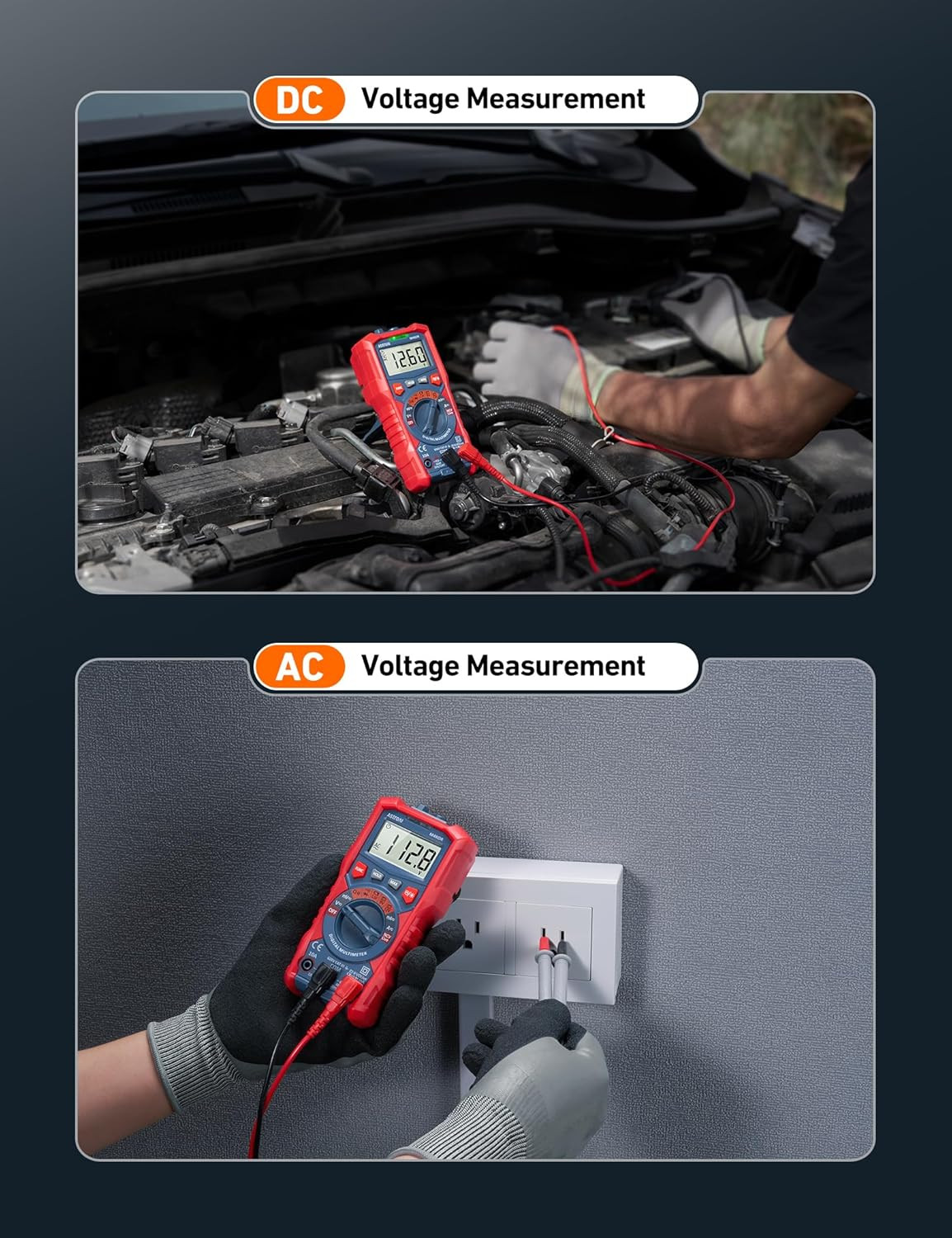 Astroai Multimeter Tester, TRMS 4000 Counts Volt Meter Auto-Ranging Ohmmeter Dig