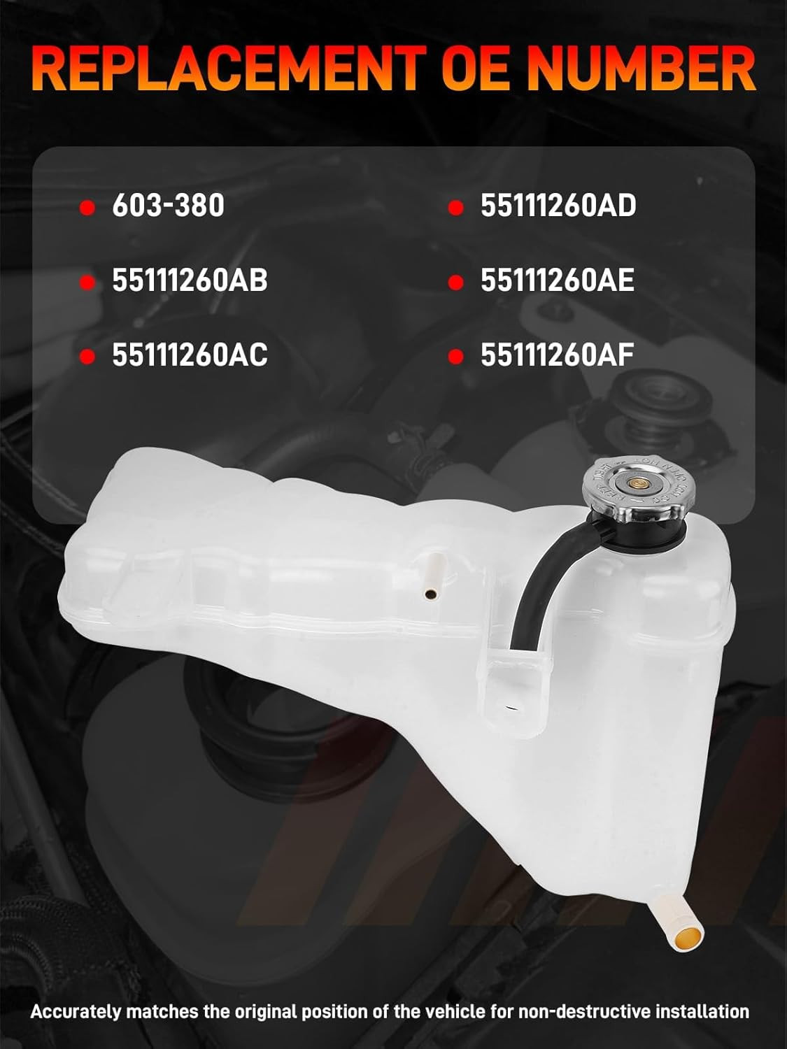 603-380 Engine Coolant Reservoir Tank w/ Cap Dodge Charger Chrysler 300 2011-23