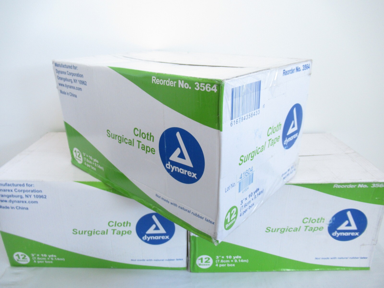 Lot (3) Cases/144 Dynarex 3564 Cloth Surgical Tape 3″ x 10yds 4/BX 12BX/CS