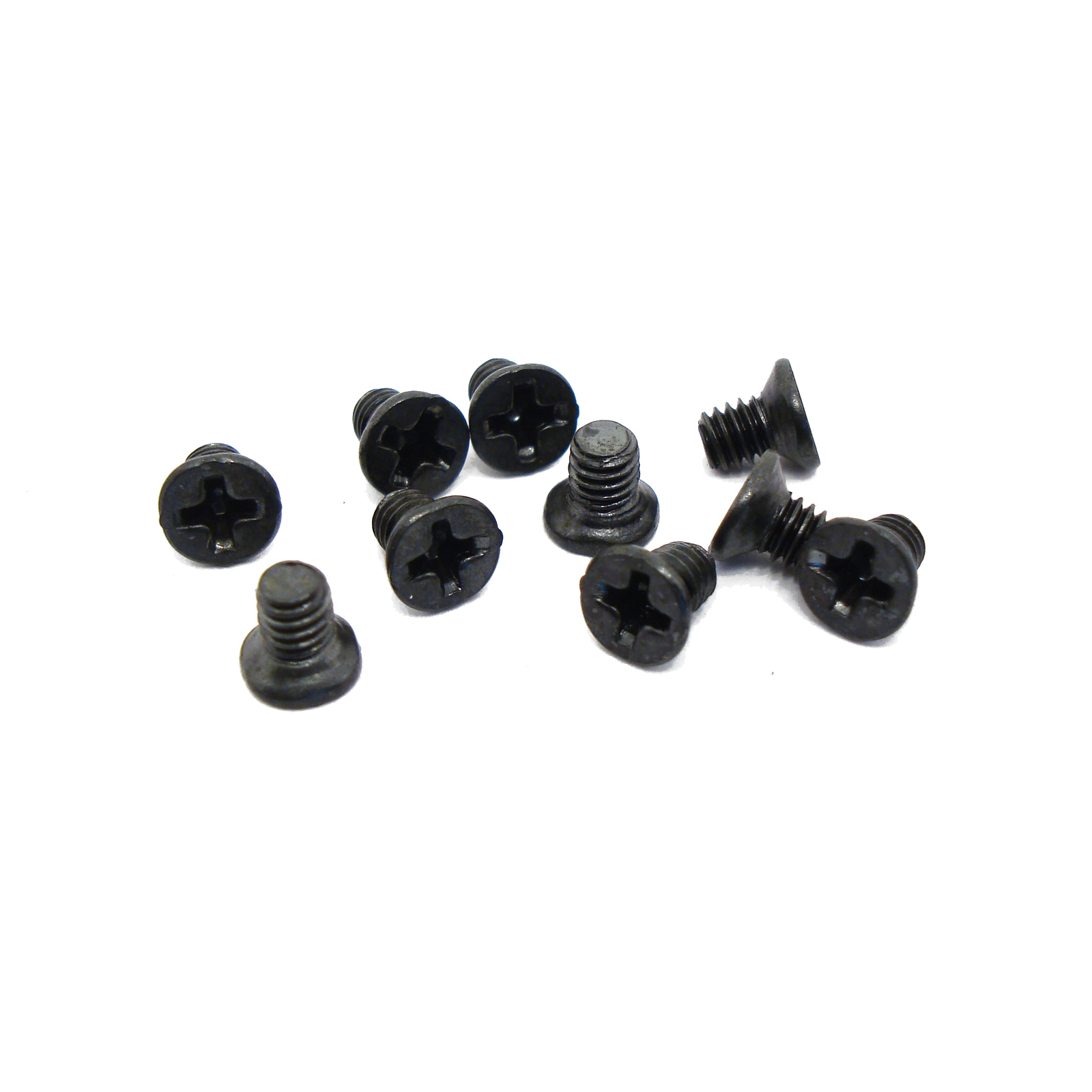 M2.5 x 4mm, Phillips Flat Head Screws, Steel, Black