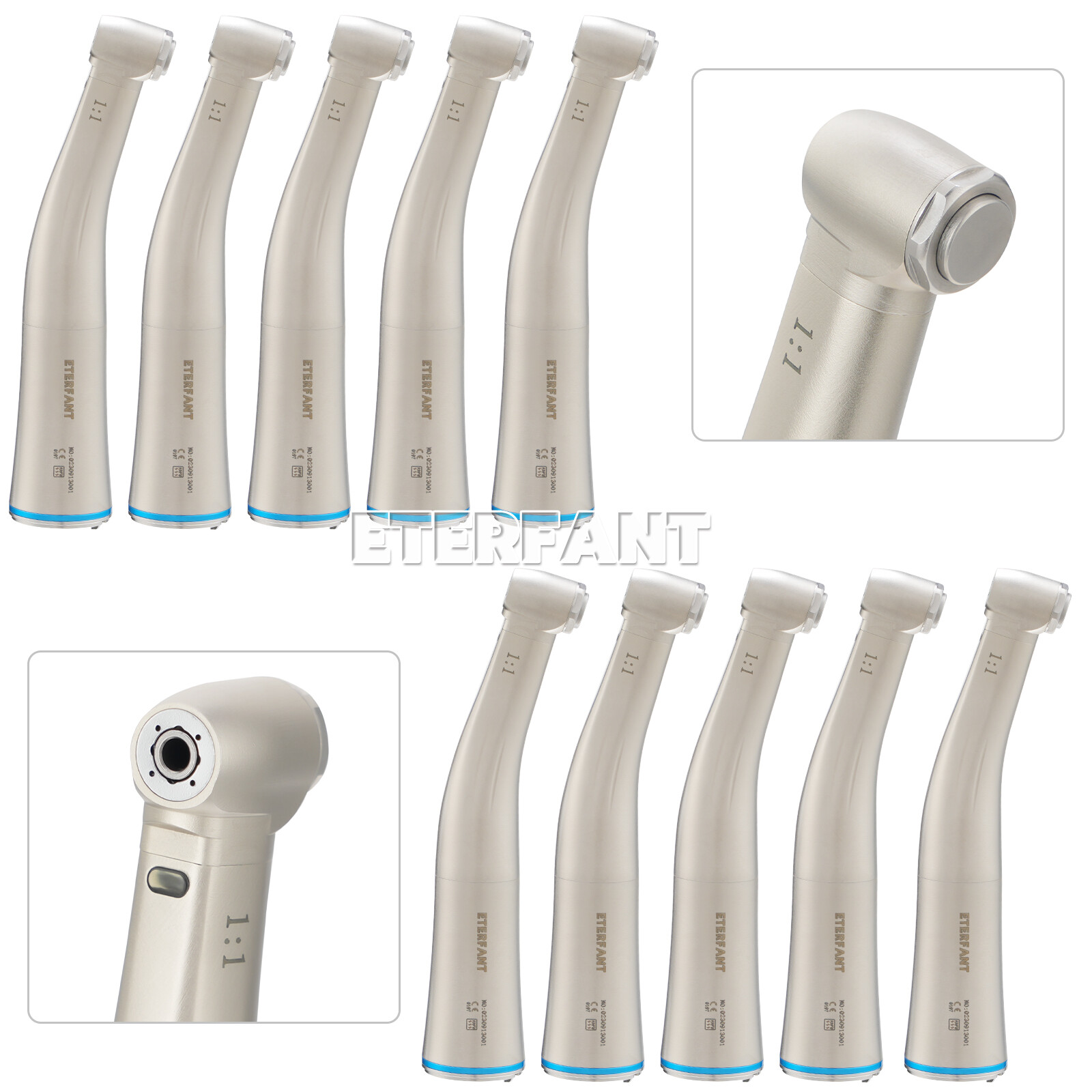 ETERFANT NSK STYLE Dental 1:1 Fiber Optic LED Low Speed Contra Angle Handpiece