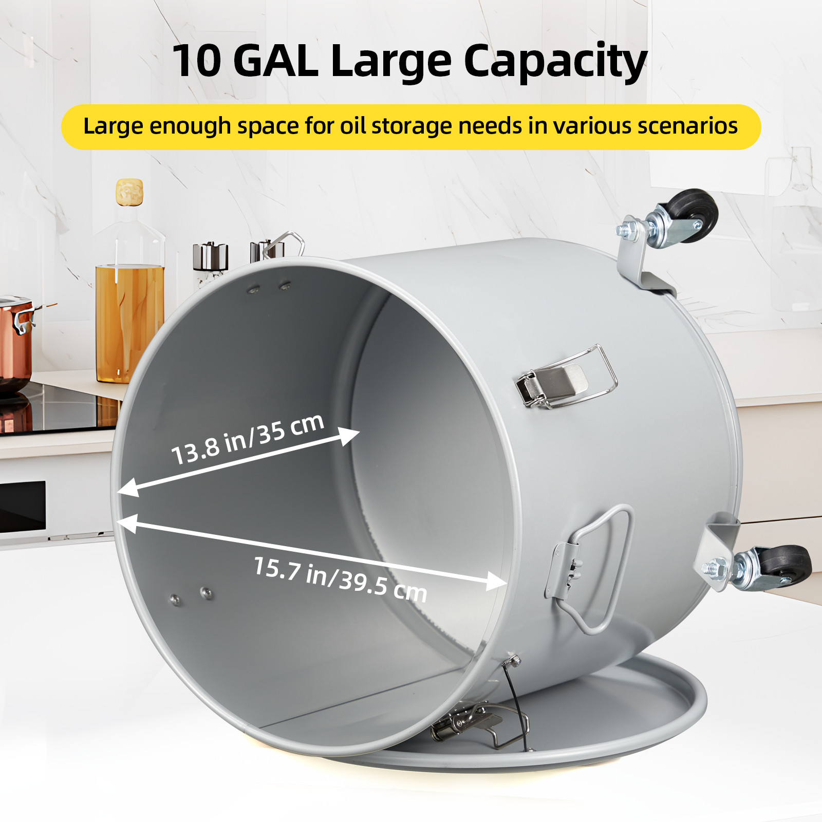Commercial Oil Storage Container 10 Gallon Leak-Proof Filter Bag Mobile Kitchen
