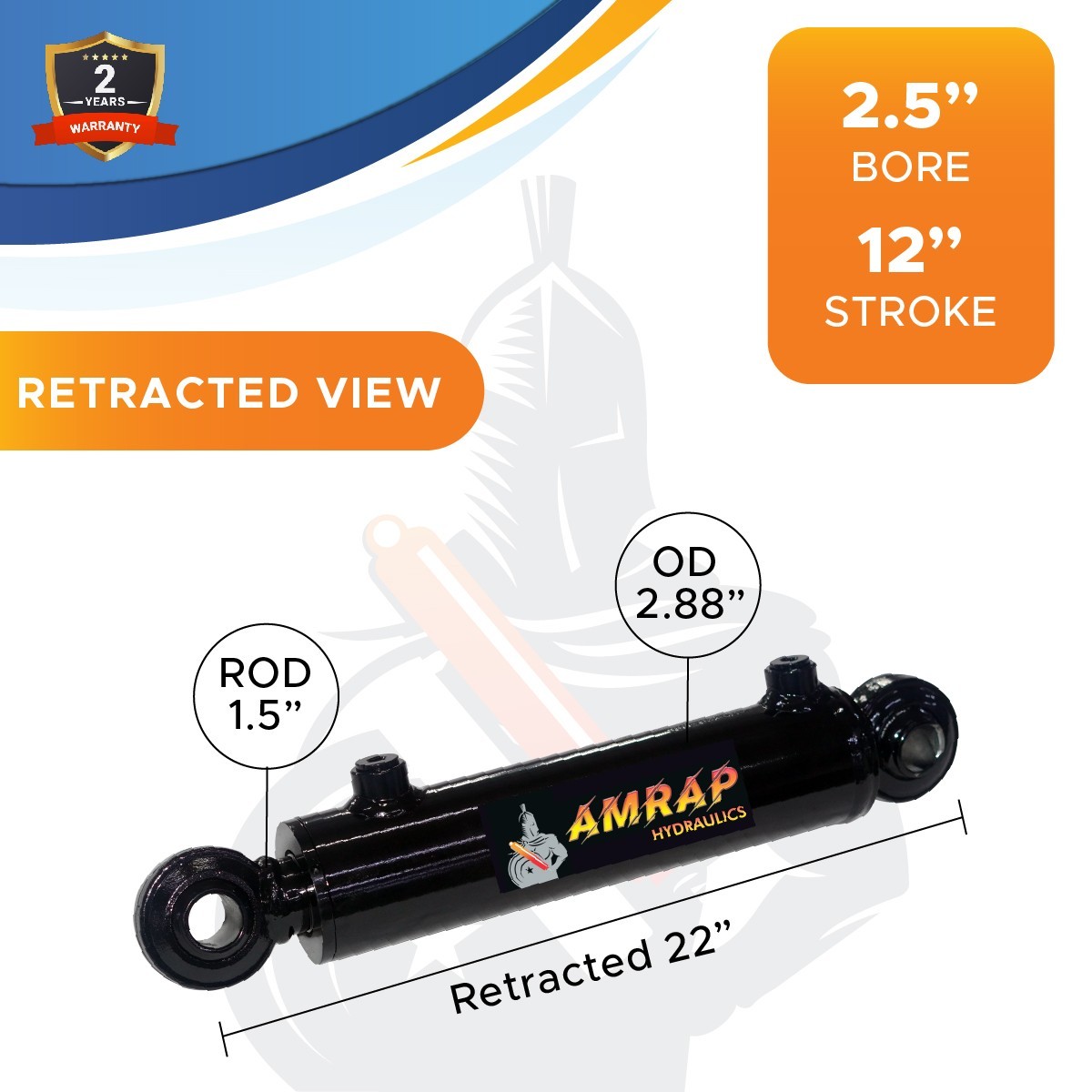 2.5×12 Hydraulic Cylinder-2.5″ Bore, 12″ Stroke – Swivel Eye Hydraulic Cylinder